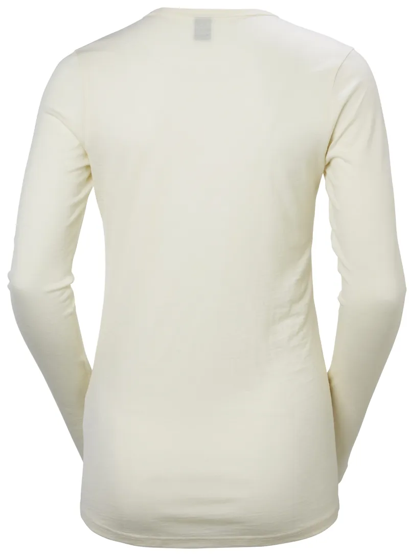 Helly Hansen Merino Mid LS Crew Womens Baselayer Top In White-1