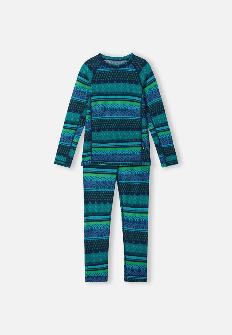 Reima Taitoa Kids Merino Thermal  Baselayer Set - Navy Blue