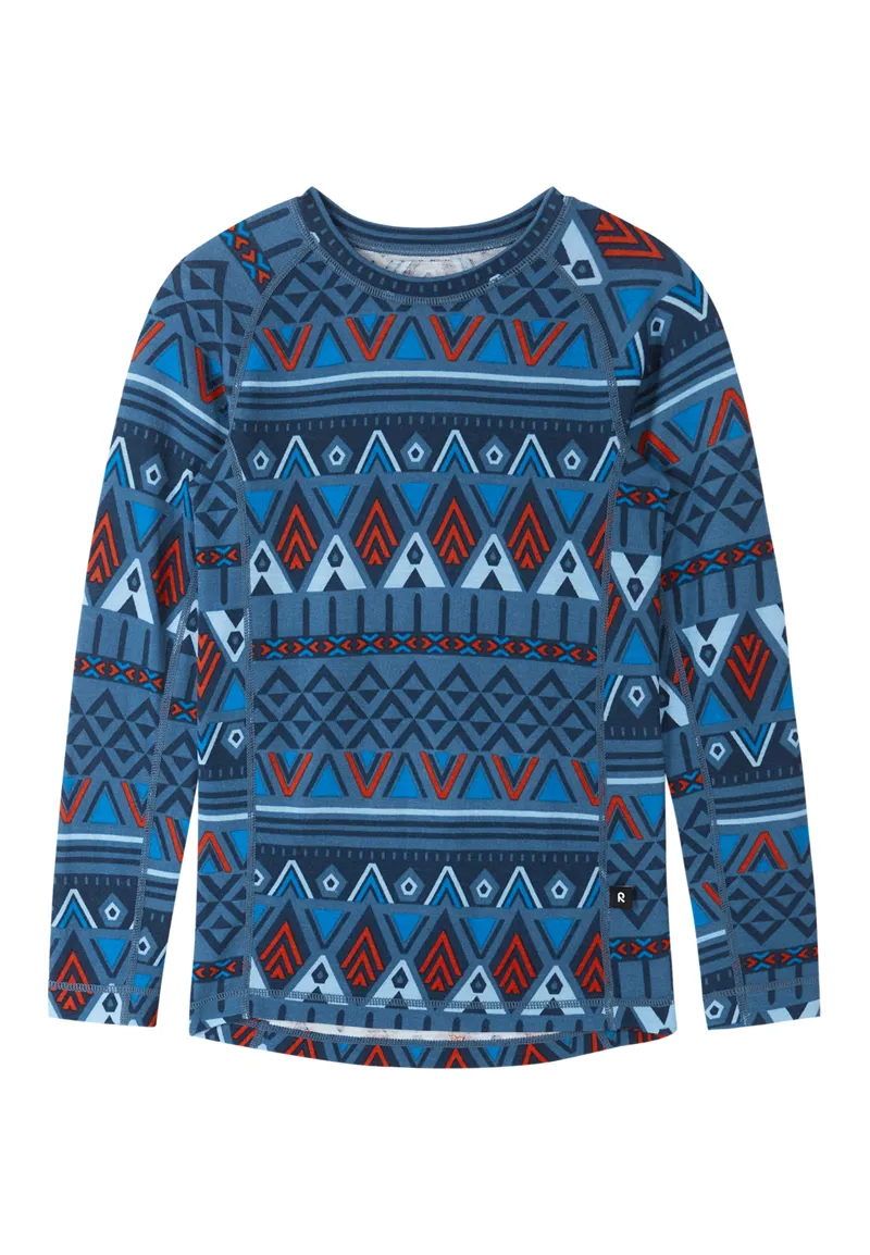 Reima Taitoa Kids Merino Thermal Baselayer Set - Blue/Red-1