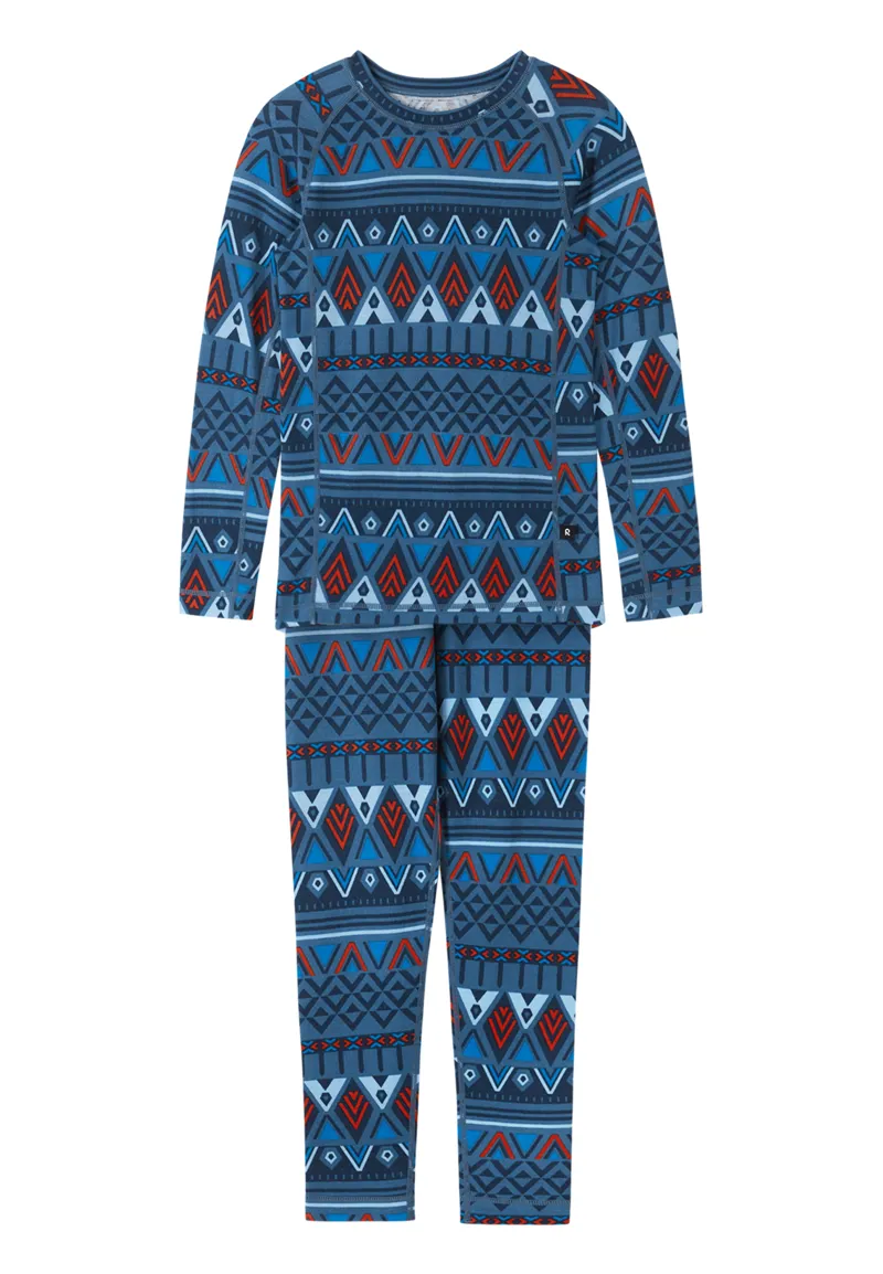 Reima Taitoa Kids Merino Thermal Baselayer Set - Blue/Red