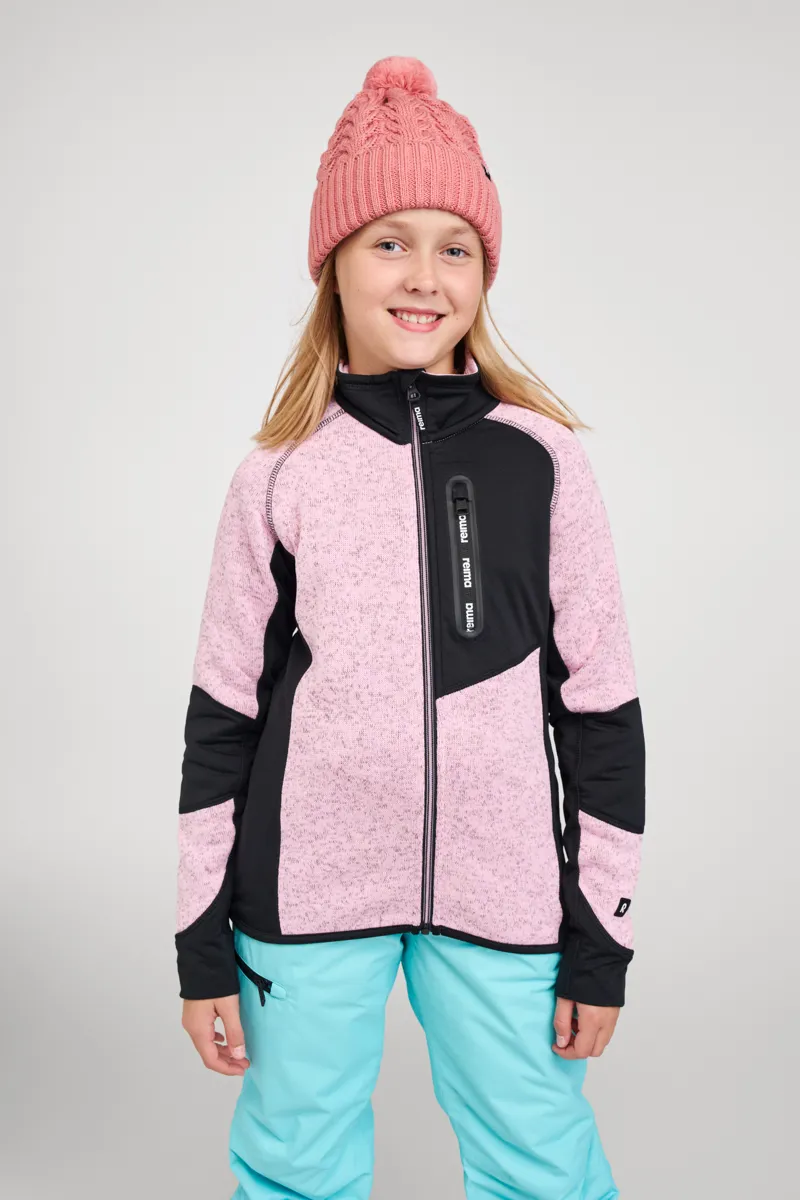 Reima Laskien Kids Full Zip Fleece Top - Pink Black-2