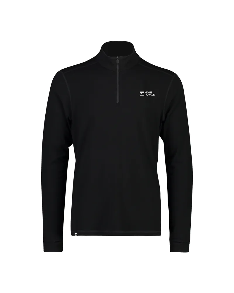 Mons Royale Cascade Mens Merino 1/4 Zip Top - Black