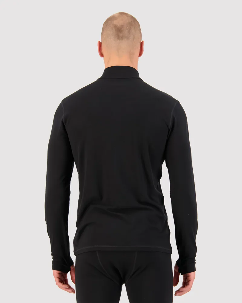 Mons Royale Cascade Mens Merino 1/4 Zip Top - Black-2