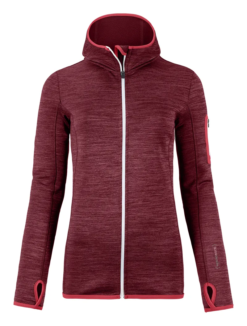 Ortovox Merino Fleece Melange Womens Hoody in Dark Blood Blend