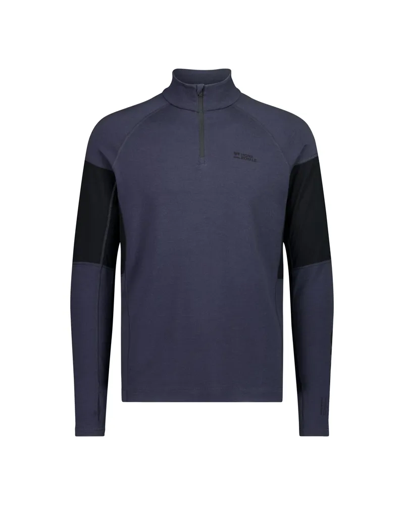 Mons Royale Olympus 1/4 Zip Mens Baselayer Top - 9 Iron Black