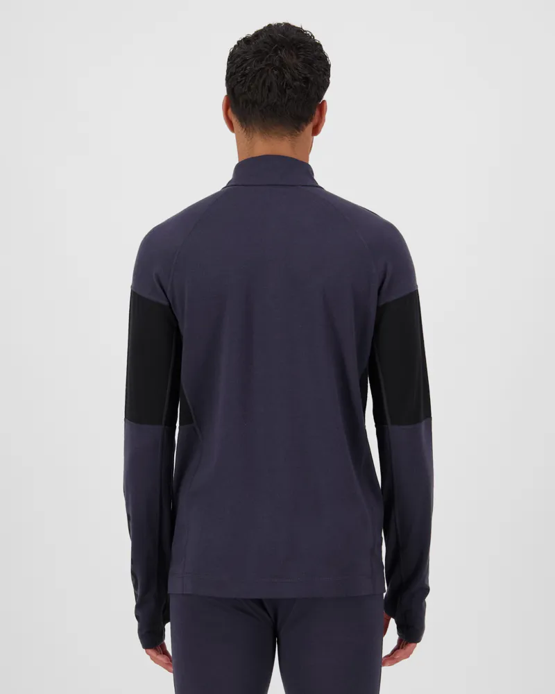 Mons Royale Olympus 1/4 Zip Mens Baselayer Top - 9 Iron Black-1