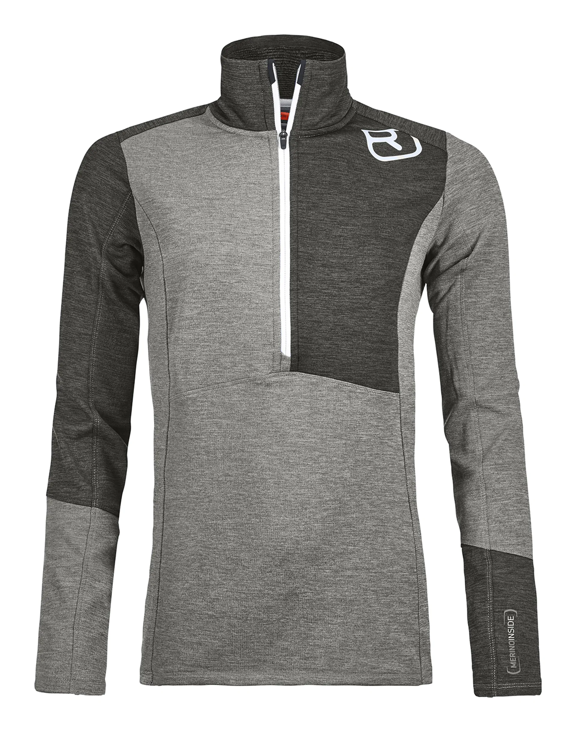 Ortovox Fleece Light Womens Zip Neck in Grey Blend The Ski Shop - Main Image