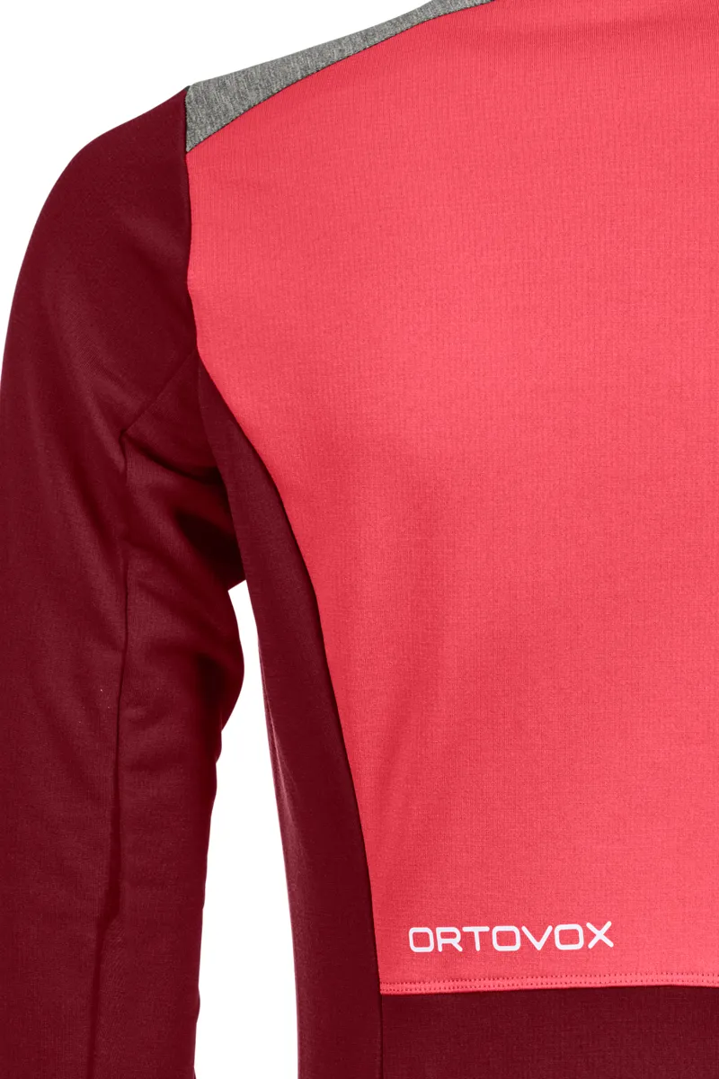 Ortovox Fleece Light Womens Zip Neck in Hot Coral-3