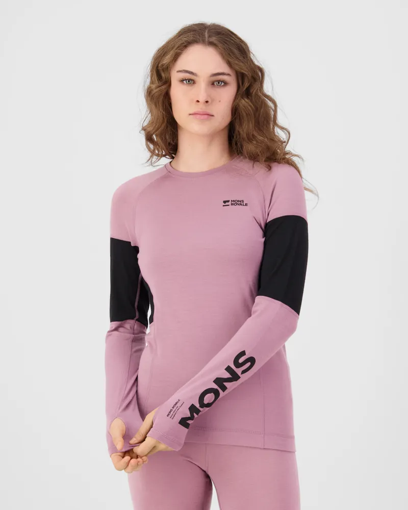 Mons Royale Olympus LS Womens Baselayer Top - Pink-1