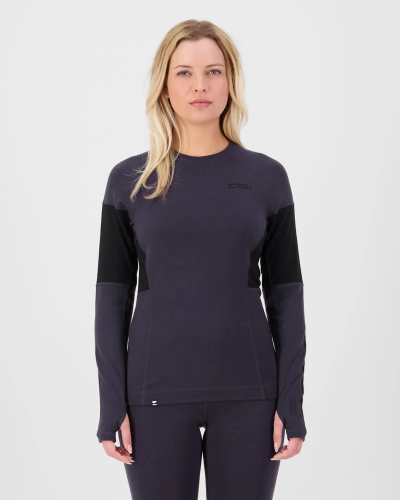 Mons Royale Olympus LS Womens Baselayer Top - 9 Iron Black-2