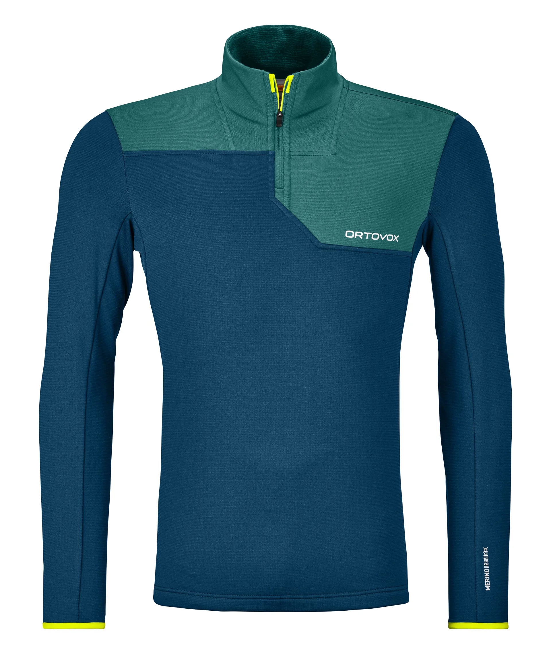 Ortovox Mens Merino Light Fleece Zip Neck Petrol Blue