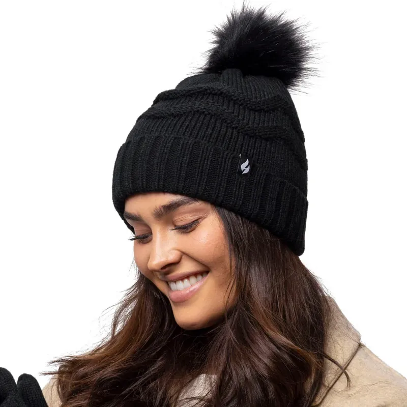 Heat Holders Cotsworld Womens Pom Pom Hat - Black