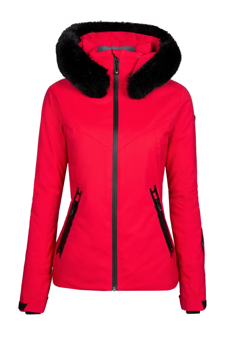 Degre 7 Womens Geod Faux Fur Ski Jacket - Cherry