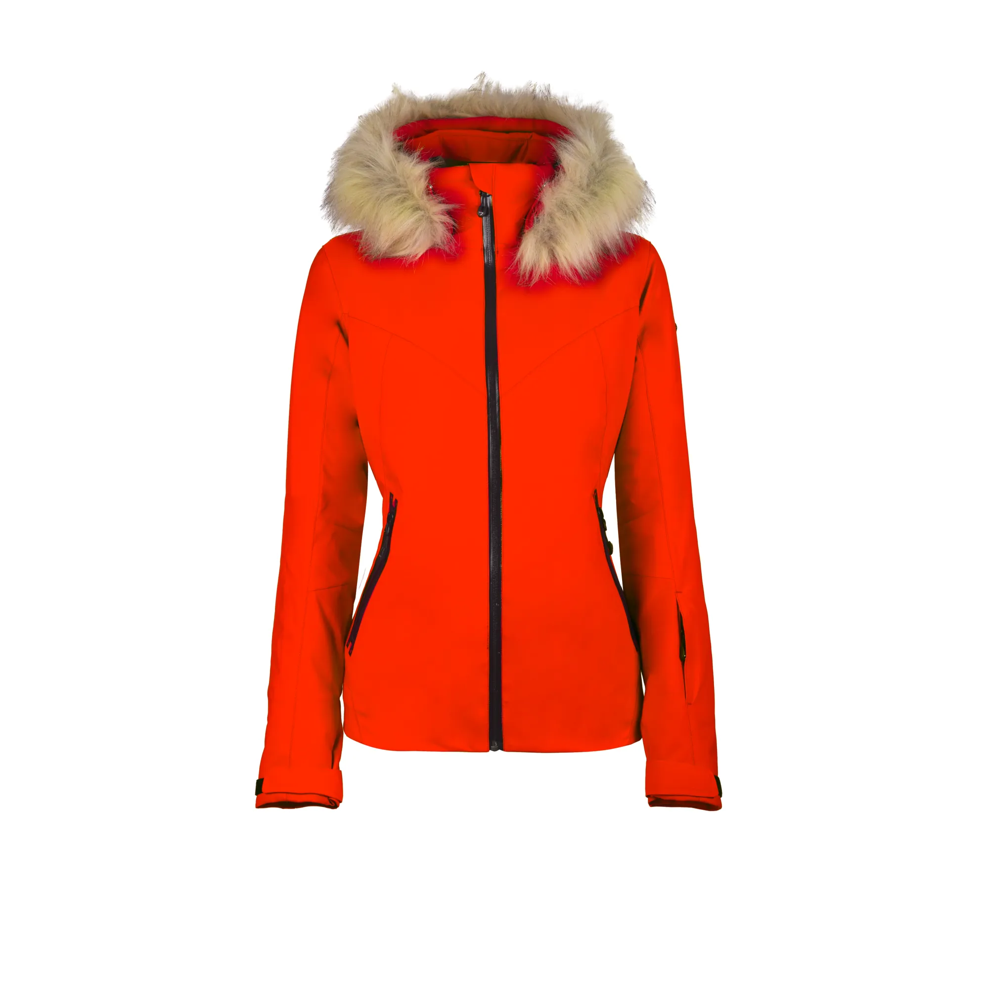Degre 7 Womens Geod Faux Fur Ski Jacket Magma Orange