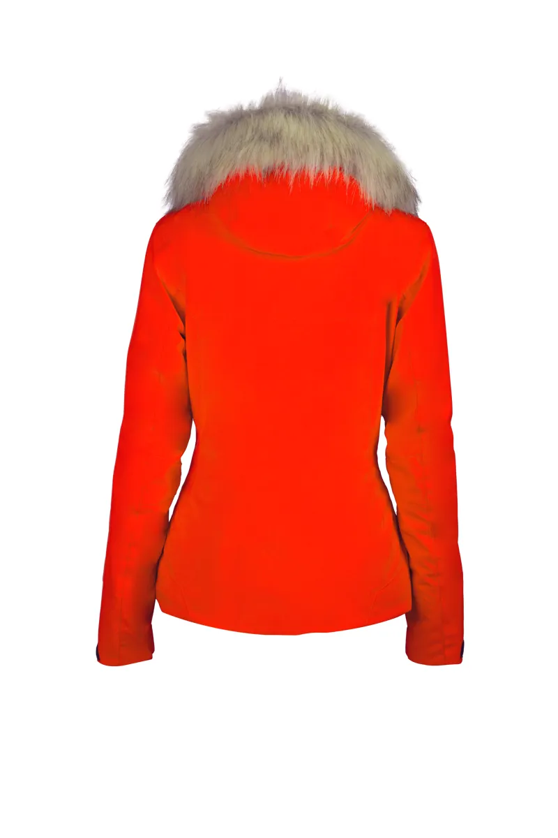 Degre 7 Womens Geod Faux Fur Ski Jacket - Magma Orange-1
