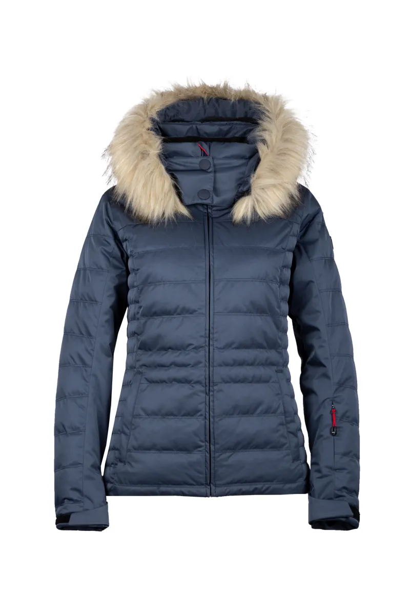 Degre 7 Womens Traqui Faux Fur Ski Jacket - Dark Pearly Blue