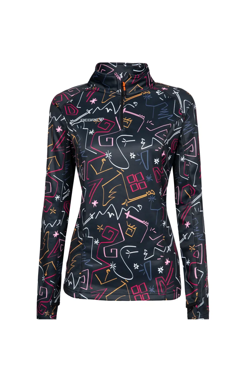 Degre 7 Veyrand Print Womens Half Zip Midlayer Top - Print Black