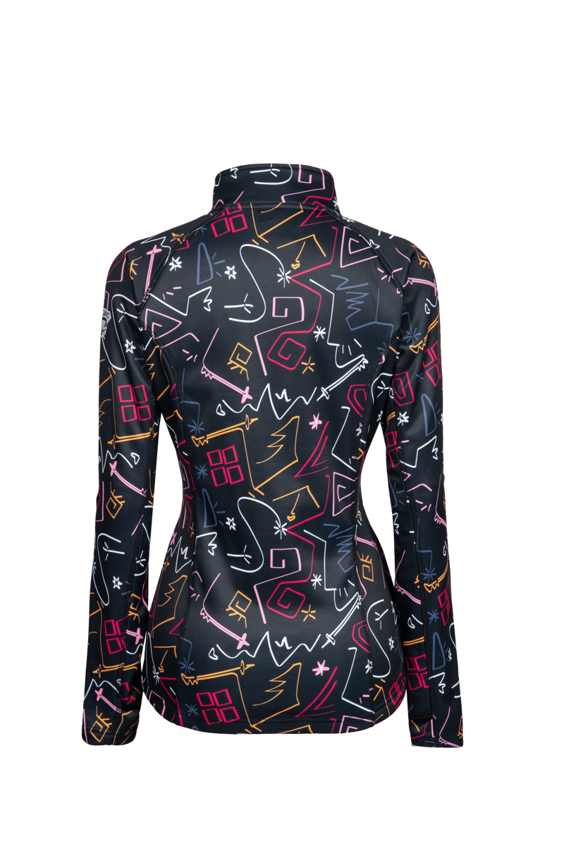 Degre 7 Veyrand Print Womens Half Zip Midlayer Top - Print Black-1