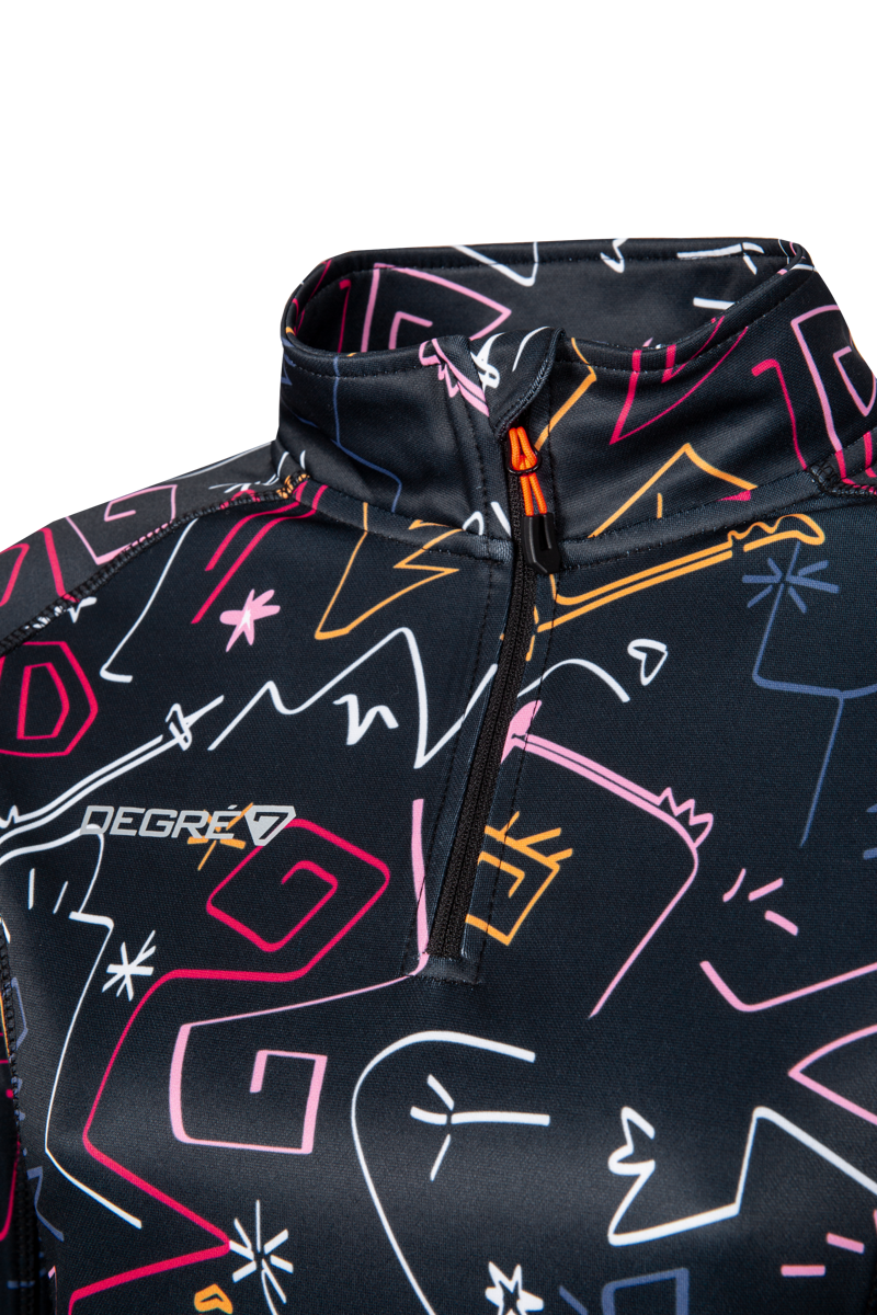 Degre 7 Veyrand Print Womens Half Zip Midlayer Top - Print Black-2