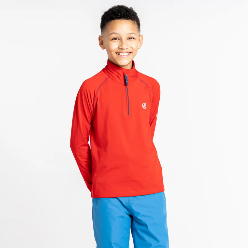 Dare2b Kids Consist Core Stretch Half Zip Midlayer Top - Red-2