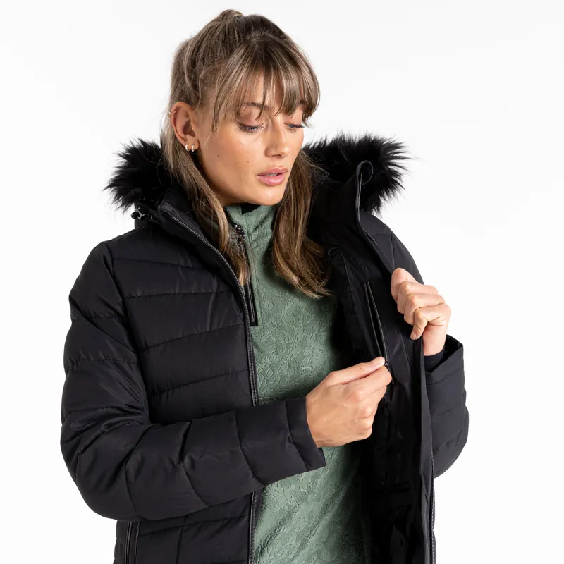 Dare2b Glamorize Womens Faux Fur Ski Jacket - Black-4