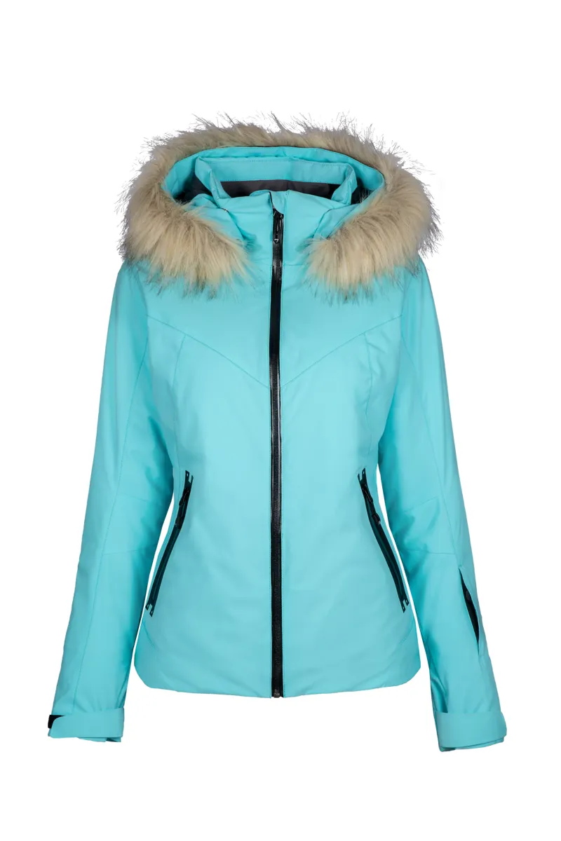Degre 7 Womens Geod Faux Fur Ski Jacket - Lagon Blue