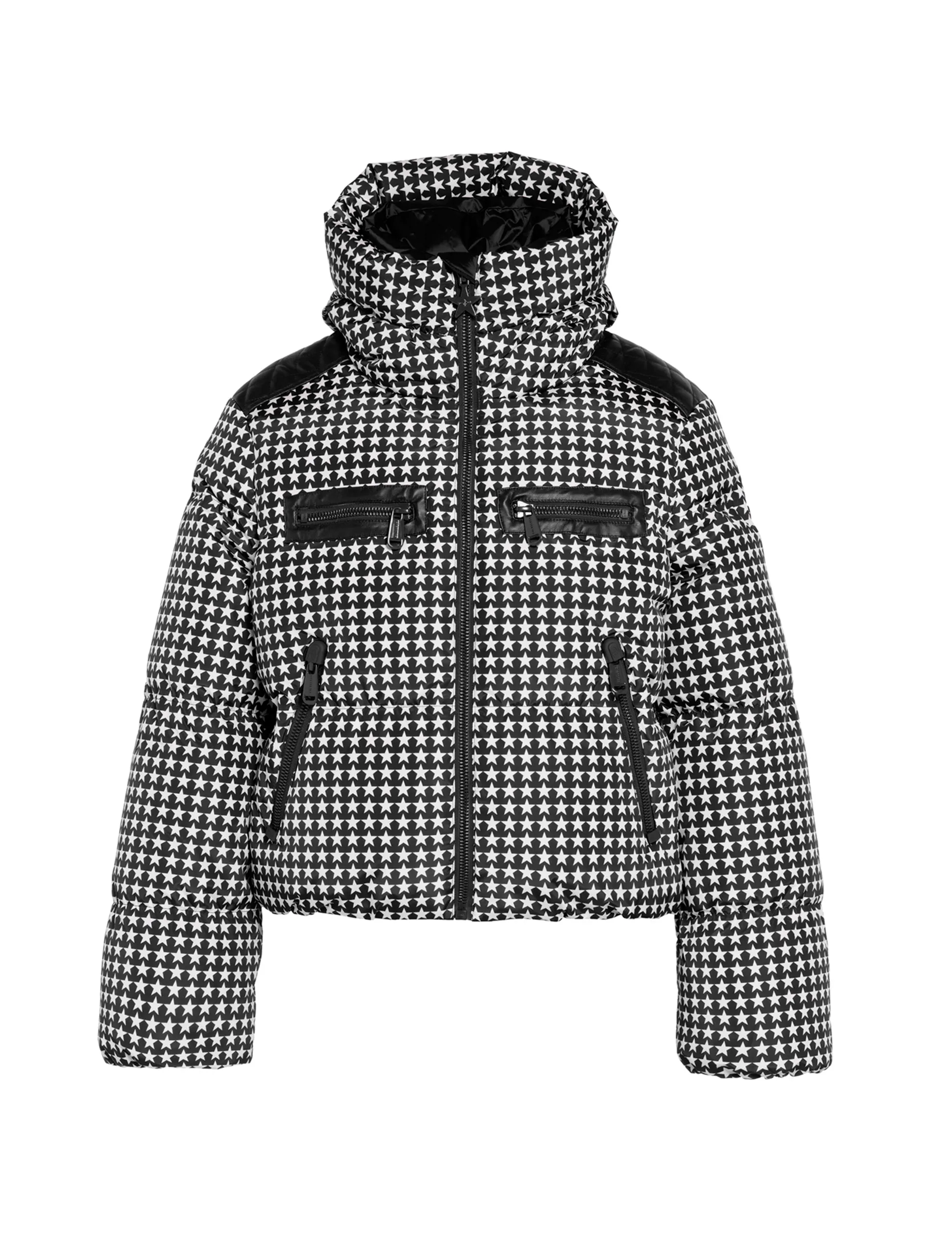 Goldbergh Track Quilted Down Jacket Star Print Black