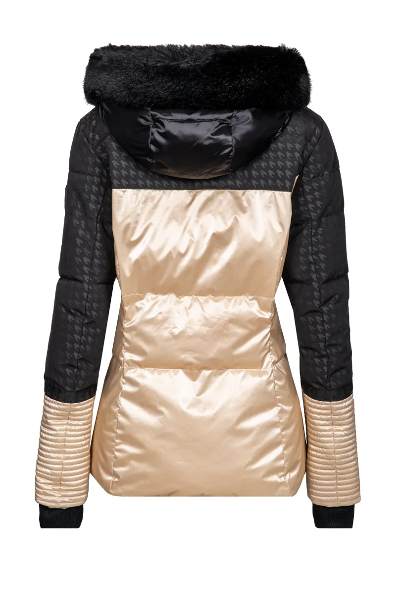 Henri Duvillard Celia Faux Fur Womens Ski Jacket - Gold Black-1