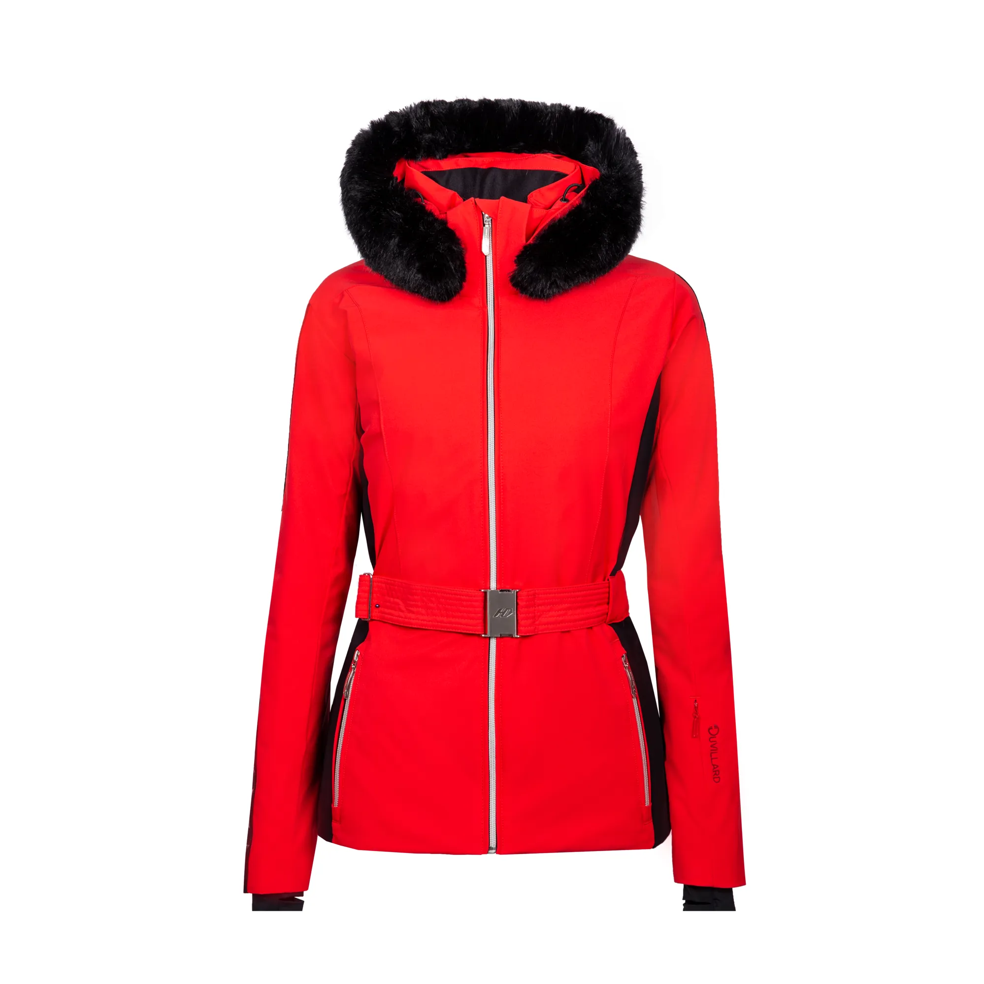 Henri Duvillard Estelle Faux Fur Womens Ski Jacket Red