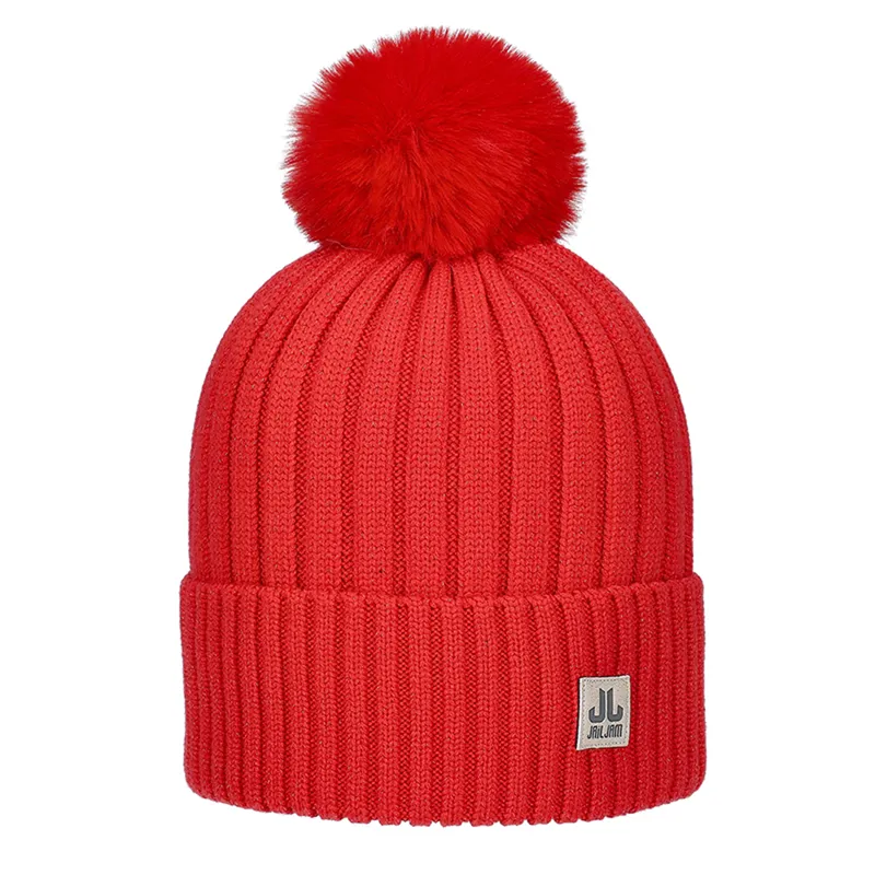 Jailjam Lurex Faux Bobble Hat - Red