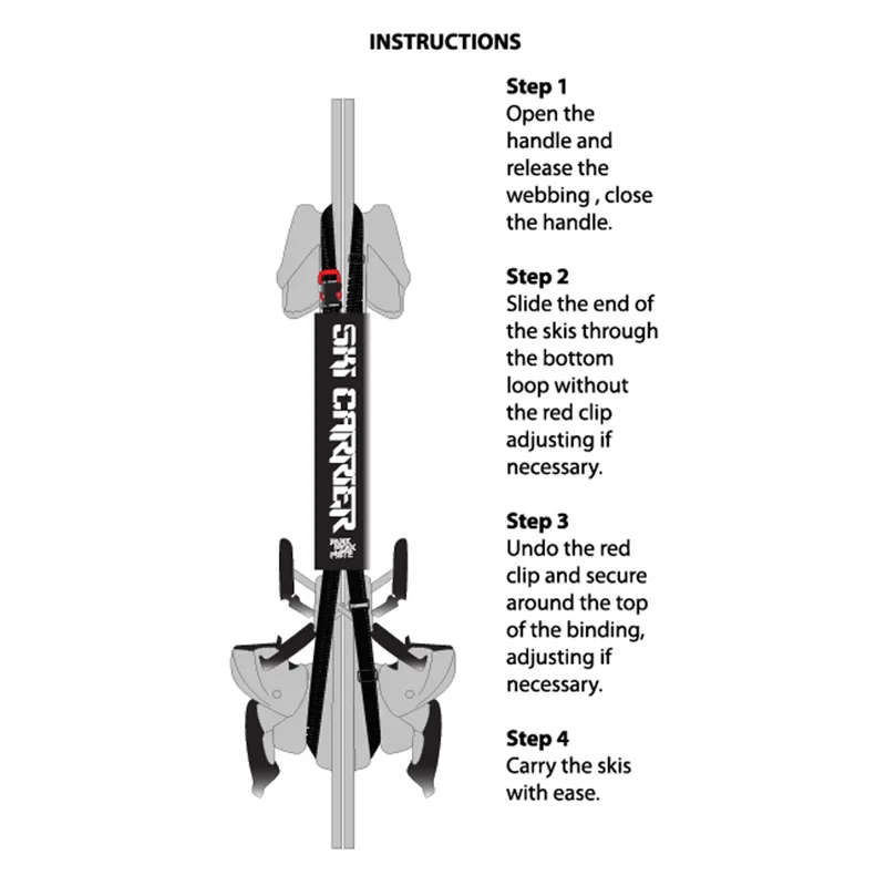 Manbi Adjustable Ski Carrier - Black White-1