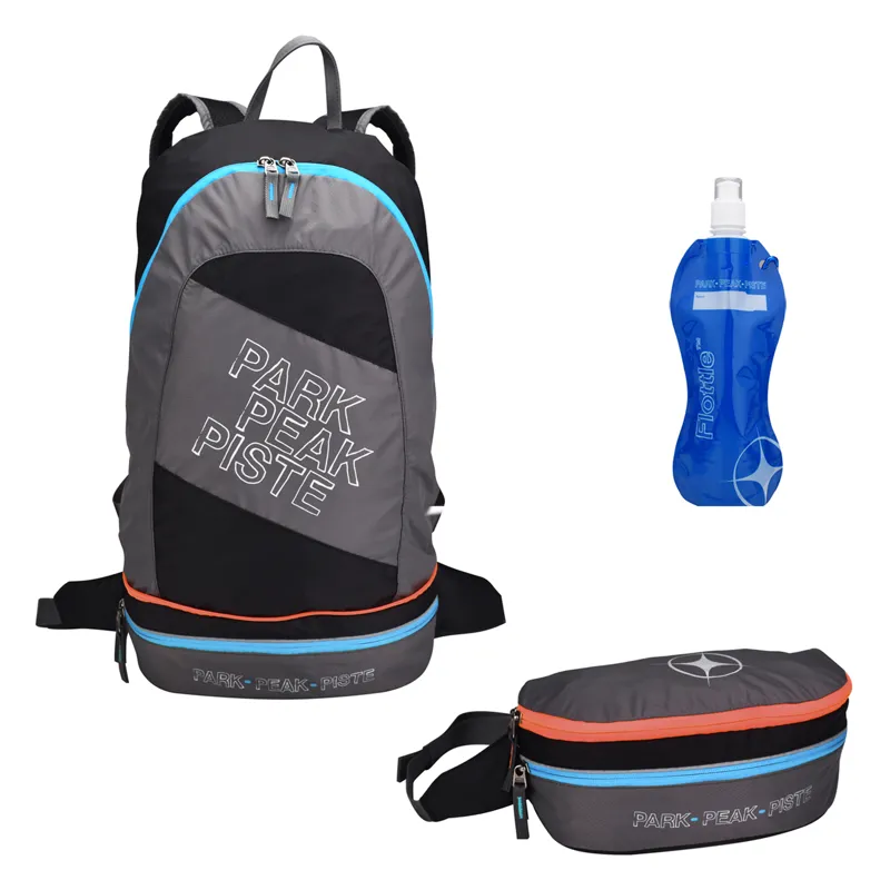 Manbi 2 in 1 Back Pack or Bum Bag - Rock Grey Blue Orange