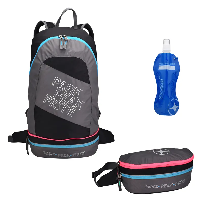 Manbi 2 in 1 Back Pack or Bum Bag - Rock Grey Blue Pink