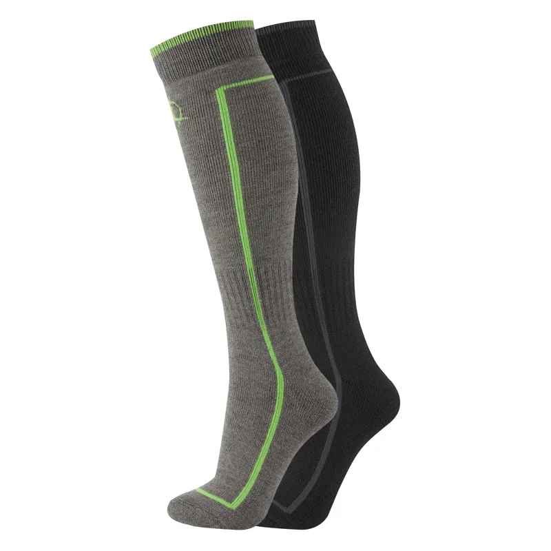 Manbi Twin Pack Junior Ski Socks 1 Pair Black 1 Pair Grey Rock