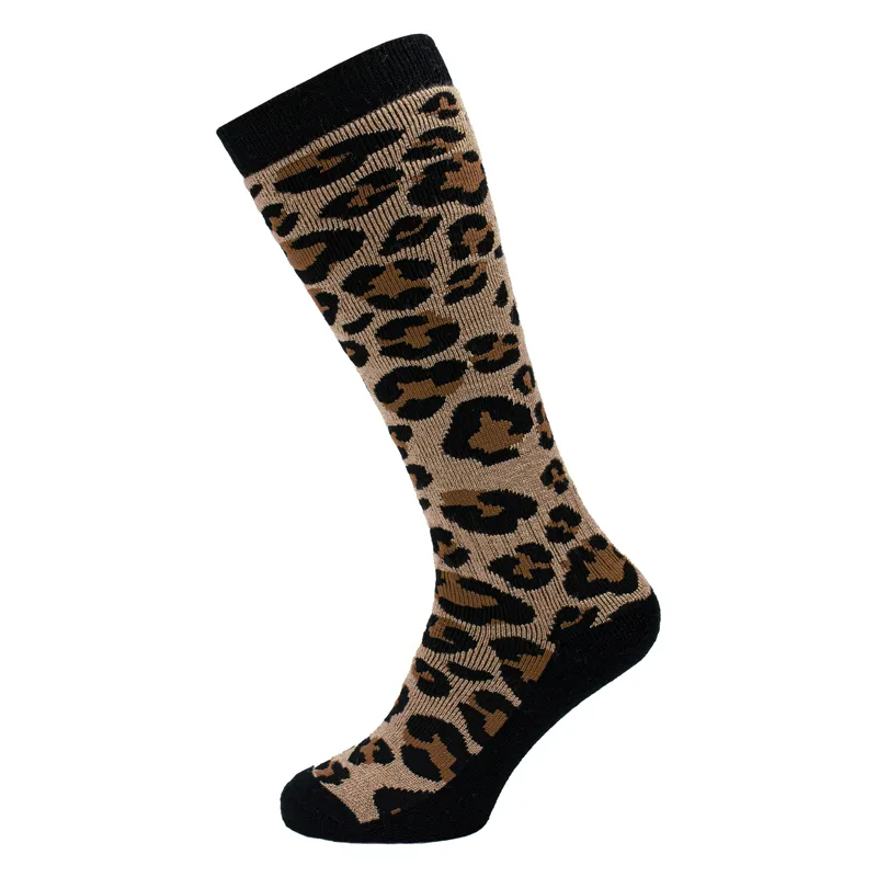 Manbi Patterned Ski Socks - Leopard Brown
