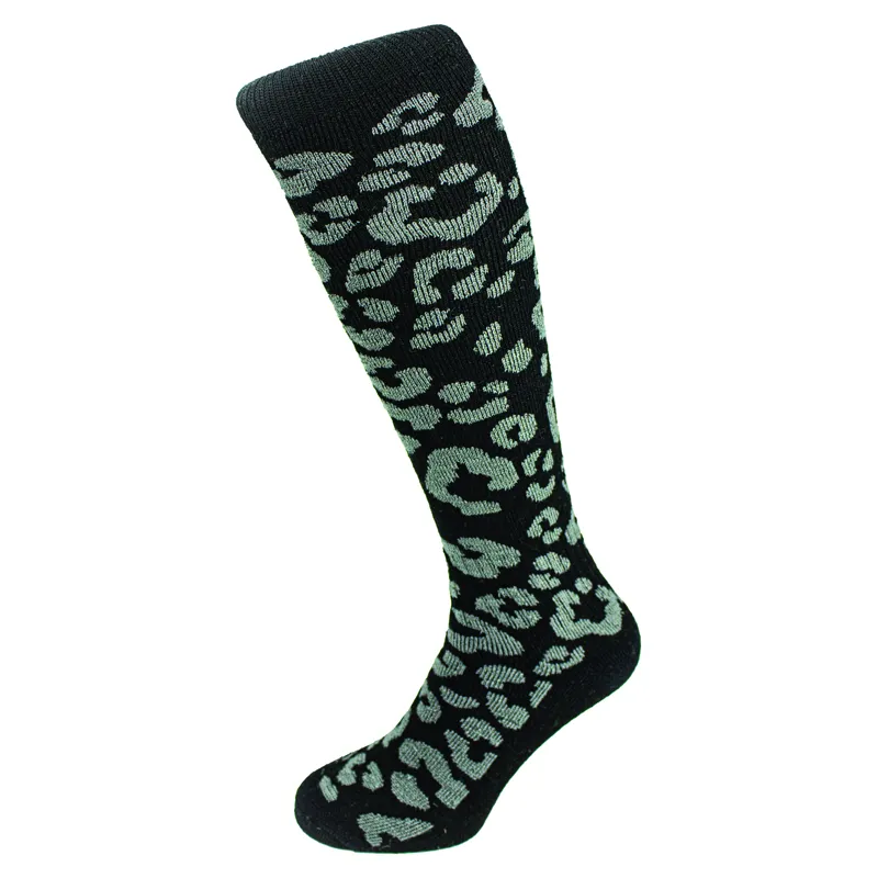 Manbi Patterned Ski Socks - Leopard Black