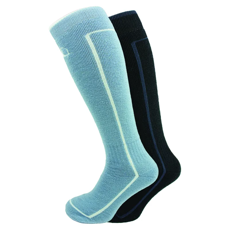 Manbi Twin Pack Ski Socks 1 Pair Pale Blue 1 Pair Black