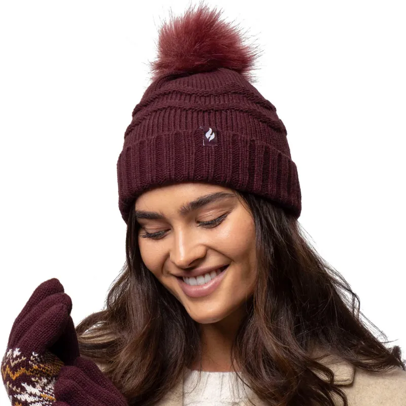 Heat Holders Cotsworld Womens Pom Pom Hat - Wine