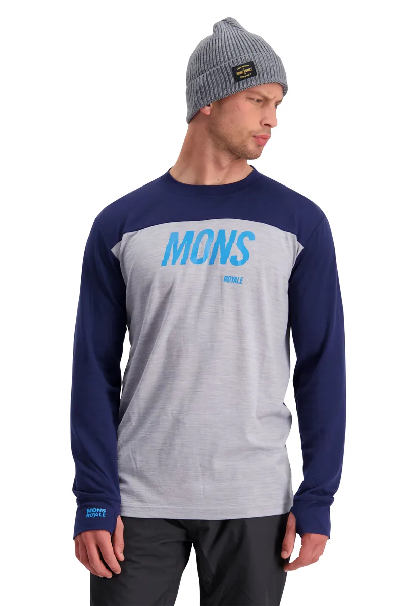 Mons Royale Mens Yotei Tech Merino Baselayer Top in Navy-2