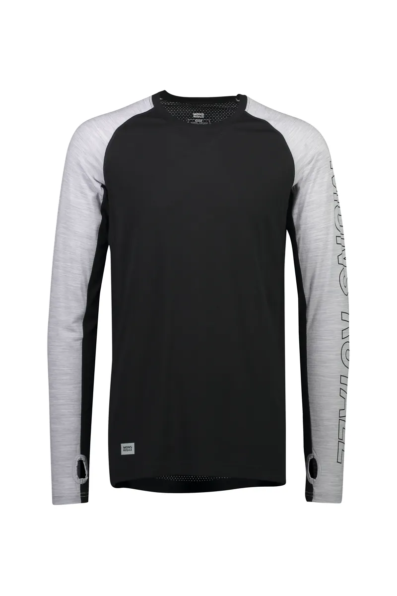 Mons Royale Mens Temple Tech LS Merino Baselayer Top in Black