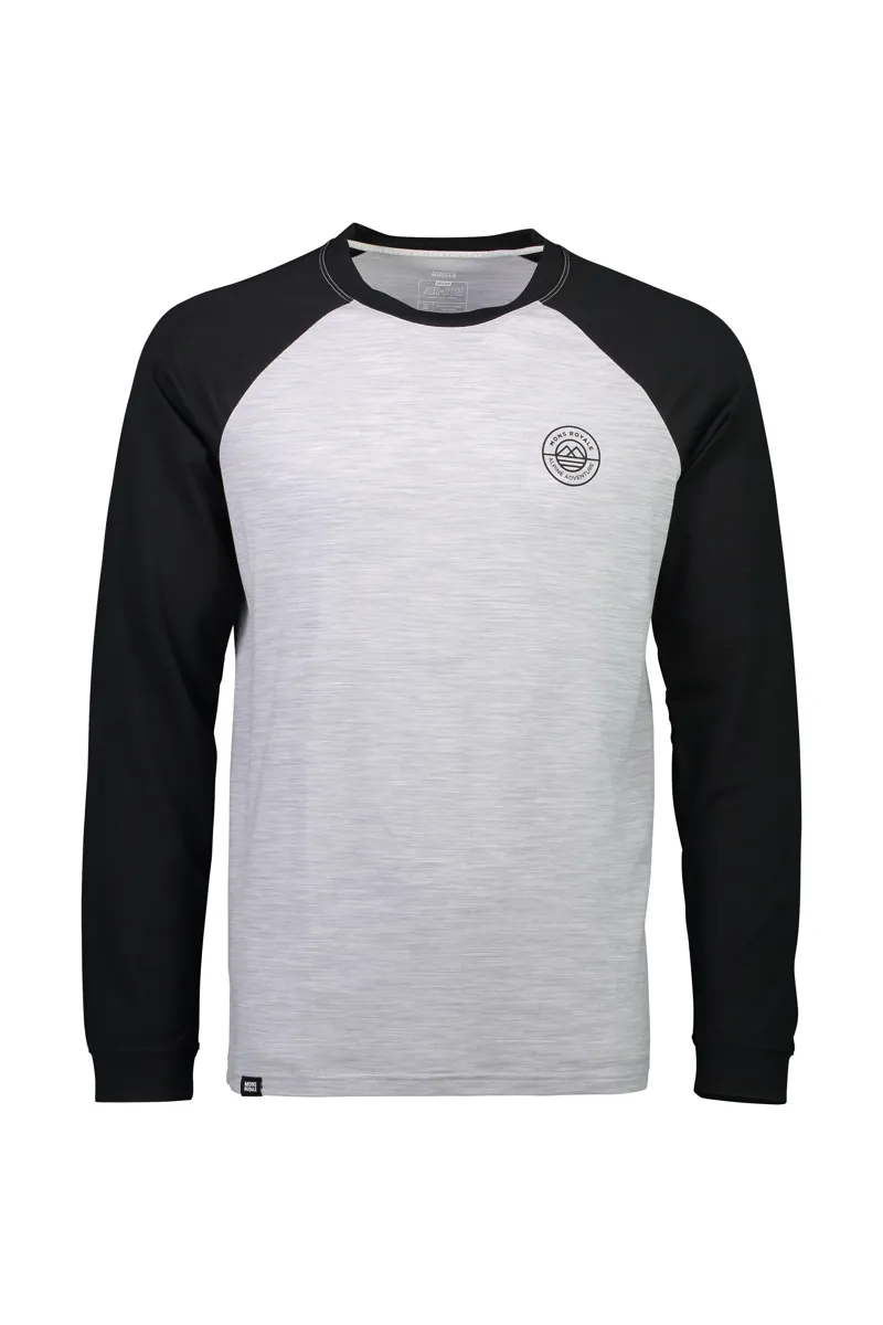 Mons Royale Mens Icon Raglan Merino Baselayer Top in Black/Grey