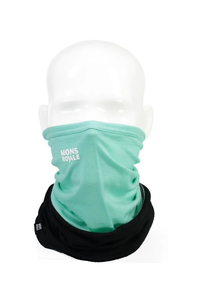 Mons Royale Fifty-Fifty Mesh Merino Neck Warmer in Black/Mint