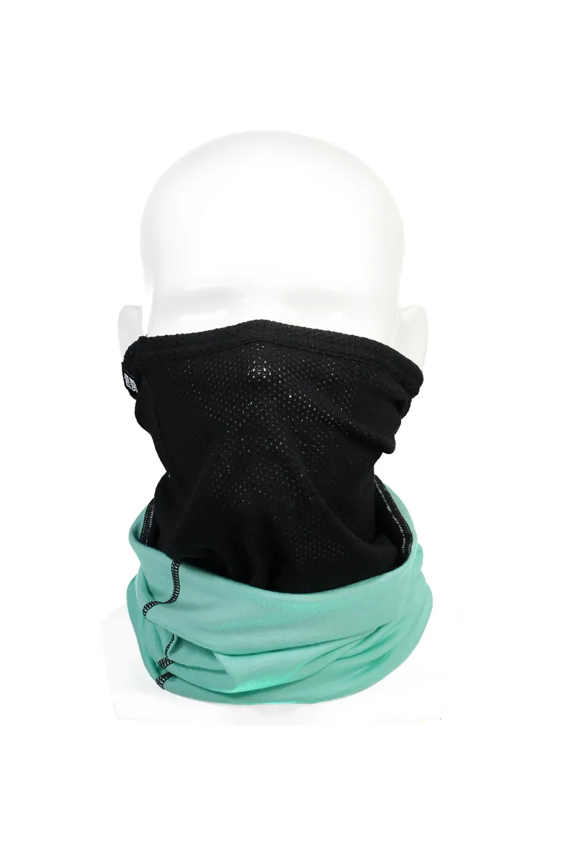 Mons Royale Fifty-Fifty Mesh Merino Neck Warmer in Black/Mint-1