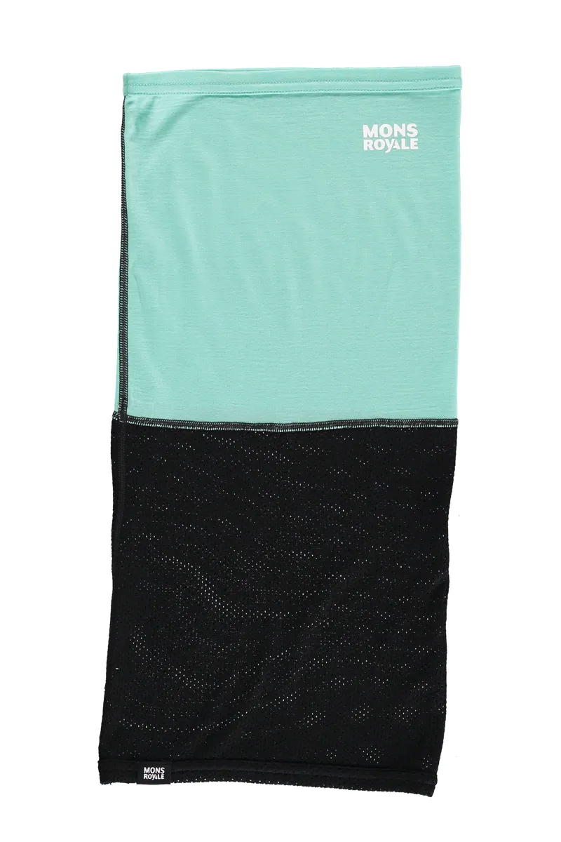 Mons Royale Fifty-Fifty Mesh Merino Neck Warmer in Black/Mint-2