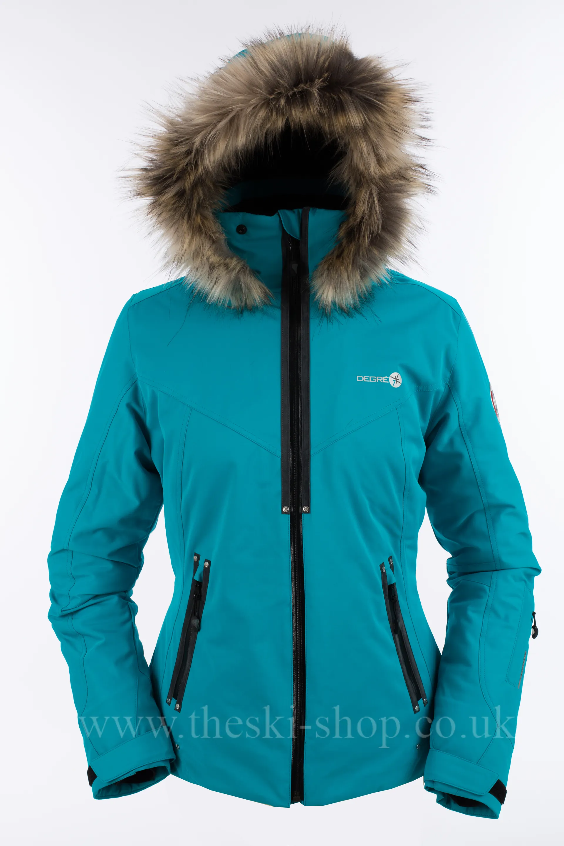 Degre 7 Geod Faux Fur Womens Ski Jacket in Emerald The Ski Shop