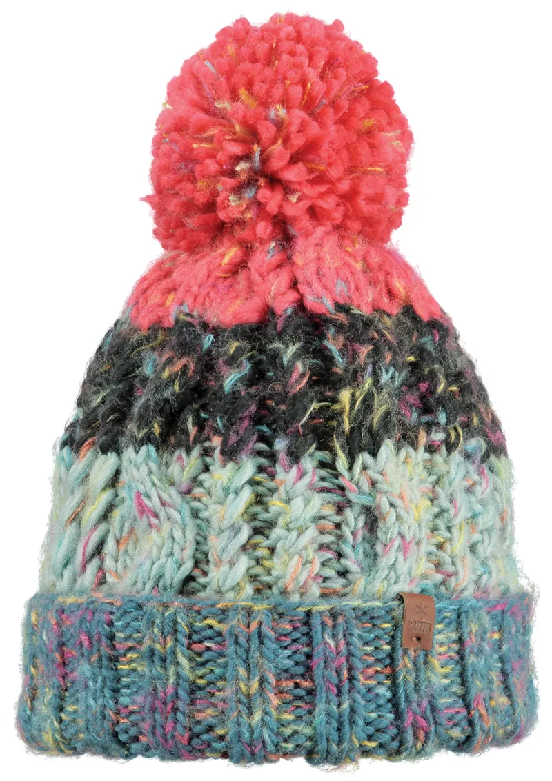 Barts Sandy Beanie Hat in Dusty Blue and Fuschia