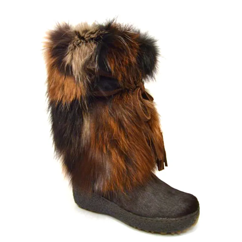Oscar Volpe Brown Fox Fur Apres Snow Boots