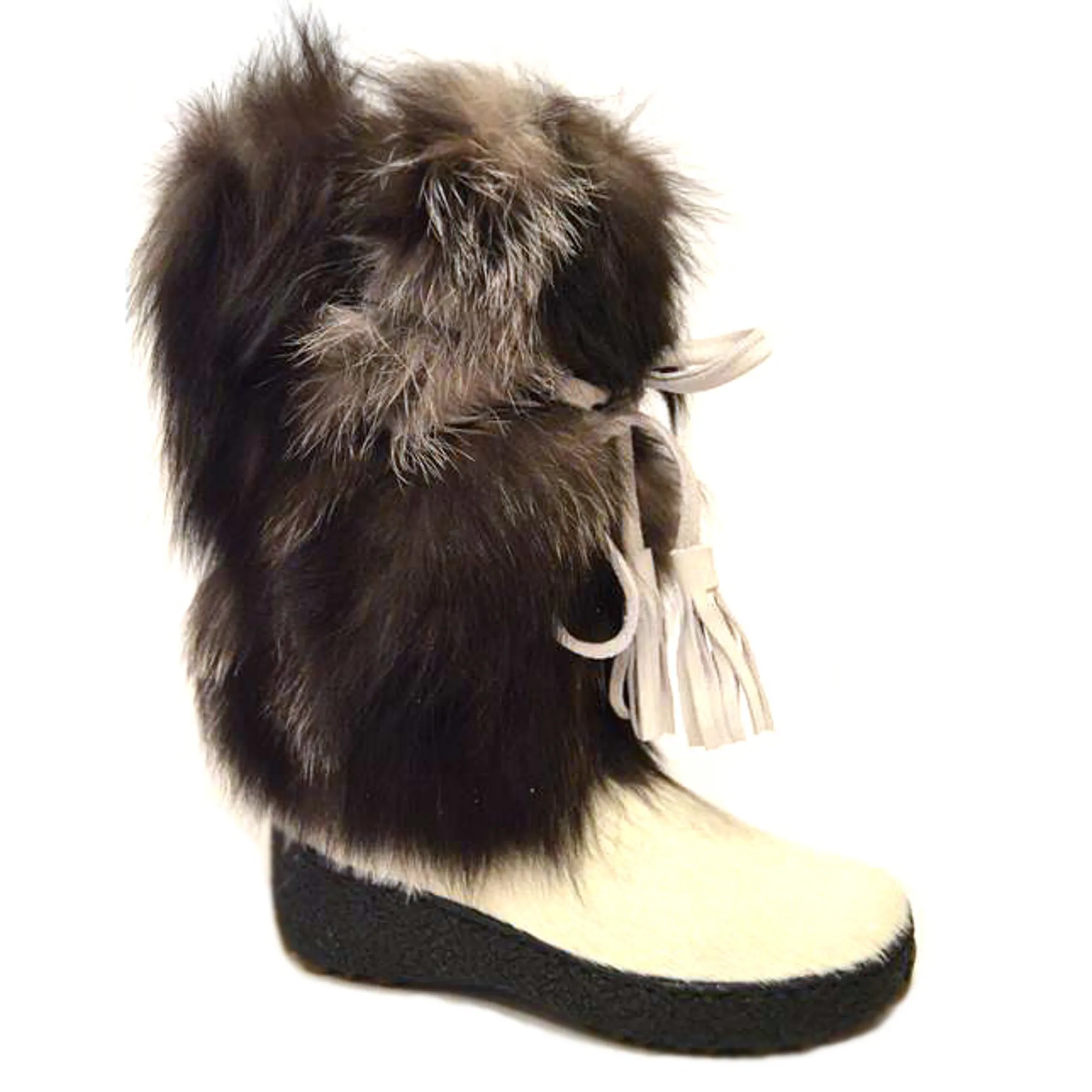 Oscar Volpe Silver Fox Fur Apres Snow Boots |real fur|wool lined|