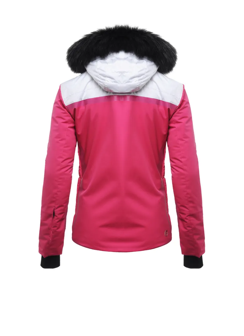 Colmar Aura Womens Fur Ski Jacket in Pink/White-1