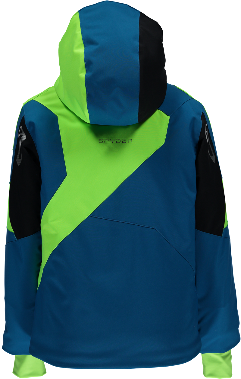 Spyder Leader Boys Ski Jacket In Blue/Green/Black-1